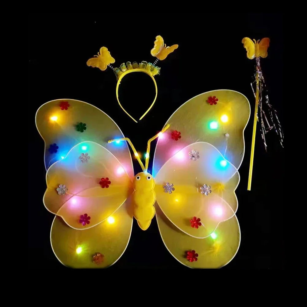 LED Işıklı Kelebekli Çocuk Kostümü - 4 Parça